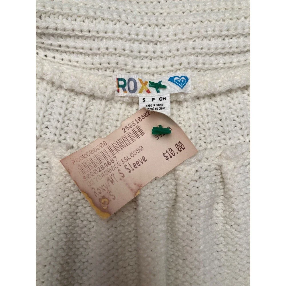 Vintage Y2K Sweater Tunic 2000s Roxy Knit Long Sleeveless Cardigan Size Small